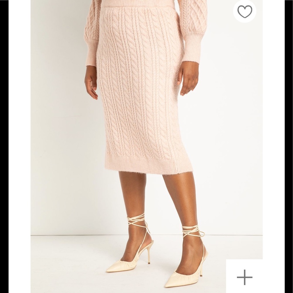 Eloquii Peach Cable Knit Skirt